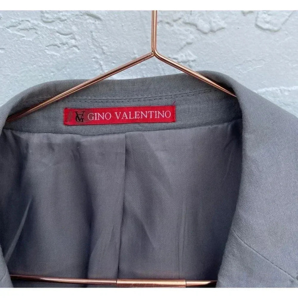 Gino Valentino Mens Hand Tailored Modern Fit Linen Blazer Sport Coat Gray Sz 42 - Picture 12 of 12